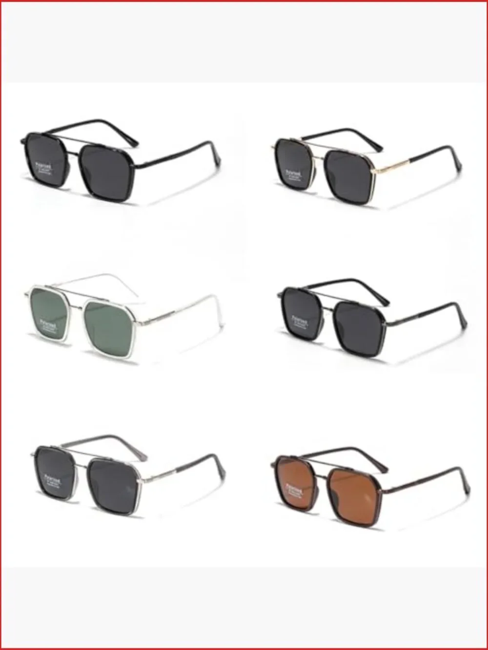 TR90 Square Frame Polarized Sunglasses Double Bridge UV Protection Unisex